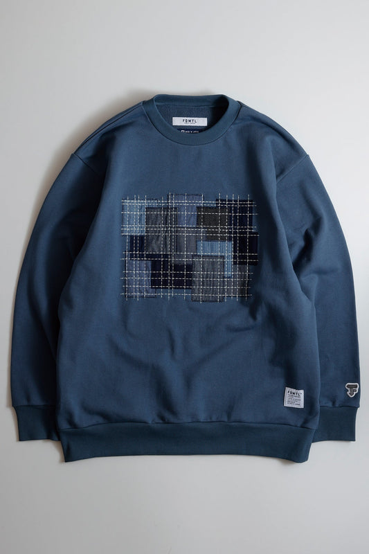 BORO EMBROIDERED SWEAT SHIRT (NAVY)