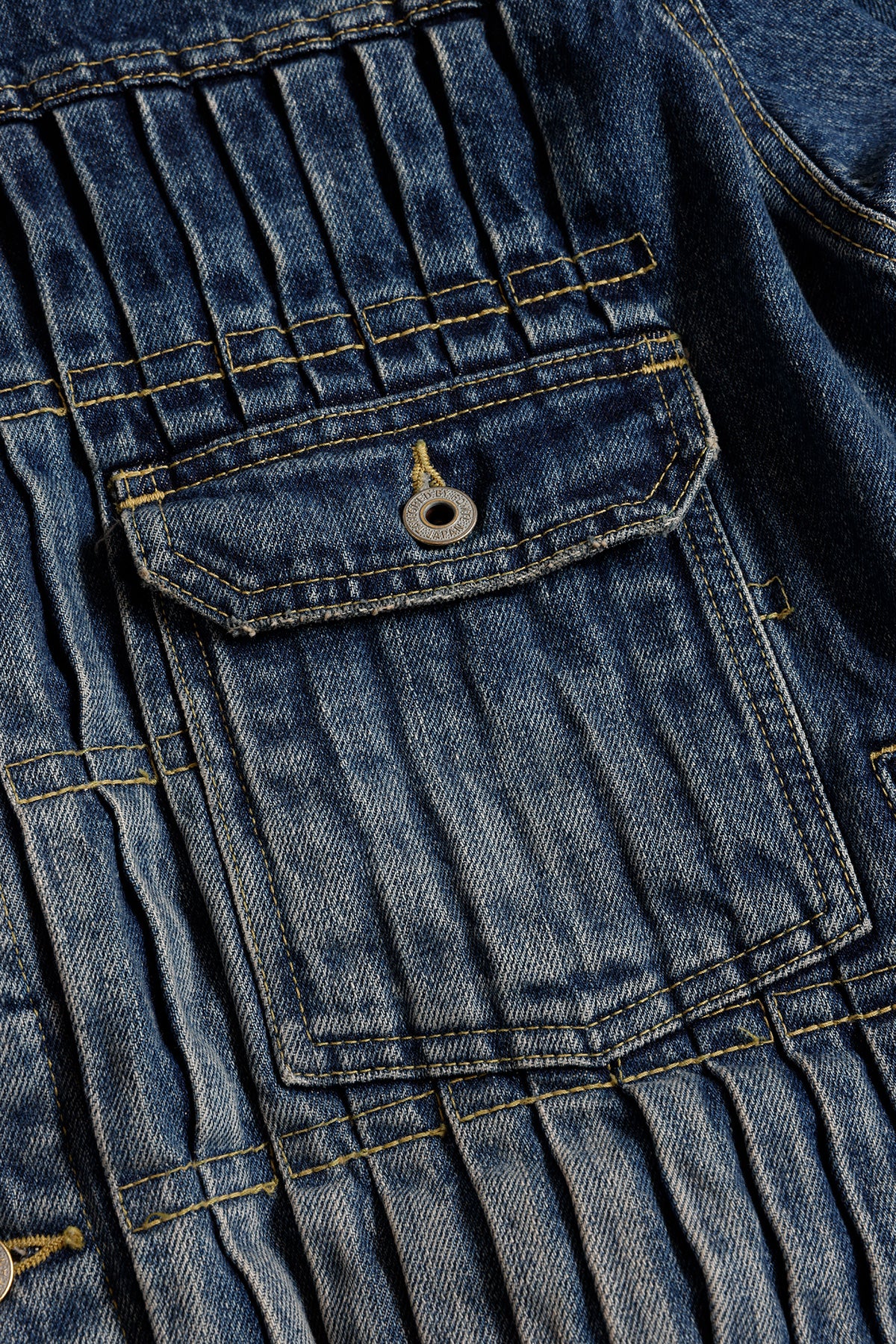 DENIM PLEATS JACKET 3YR WASH
