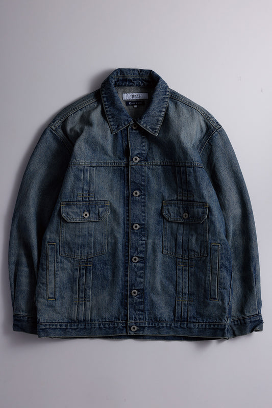 PLEATS DENIM JACKET 3YR WASH