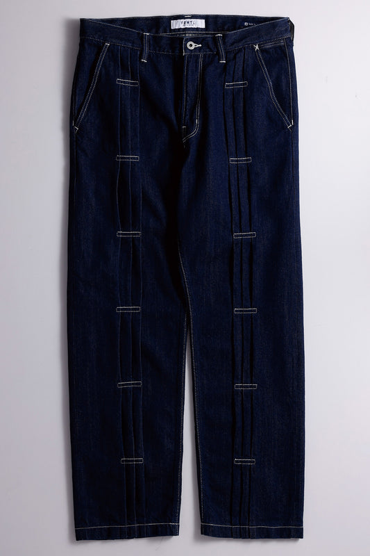 PLEATS DENIM PANTS RINSE
