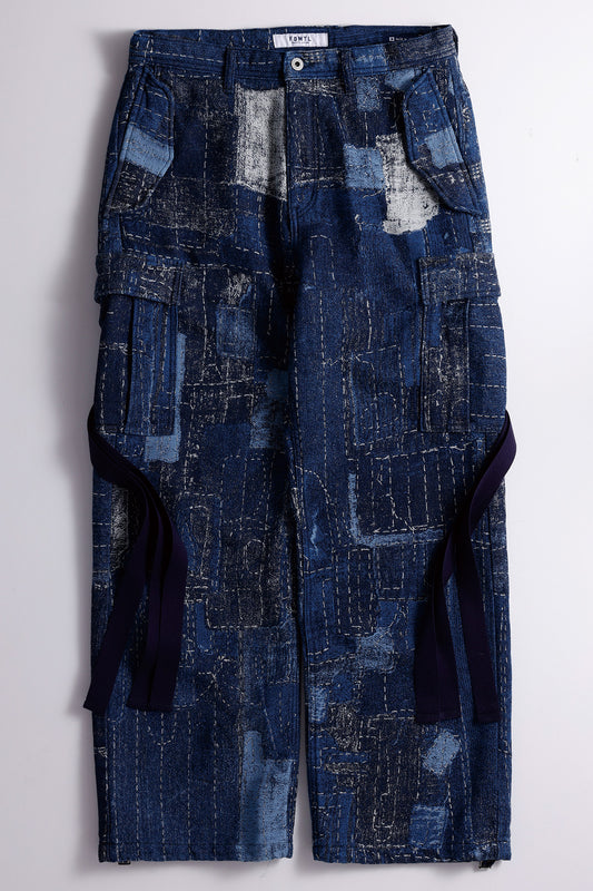 BORO JACQUARD CARGO PANTS RINSE