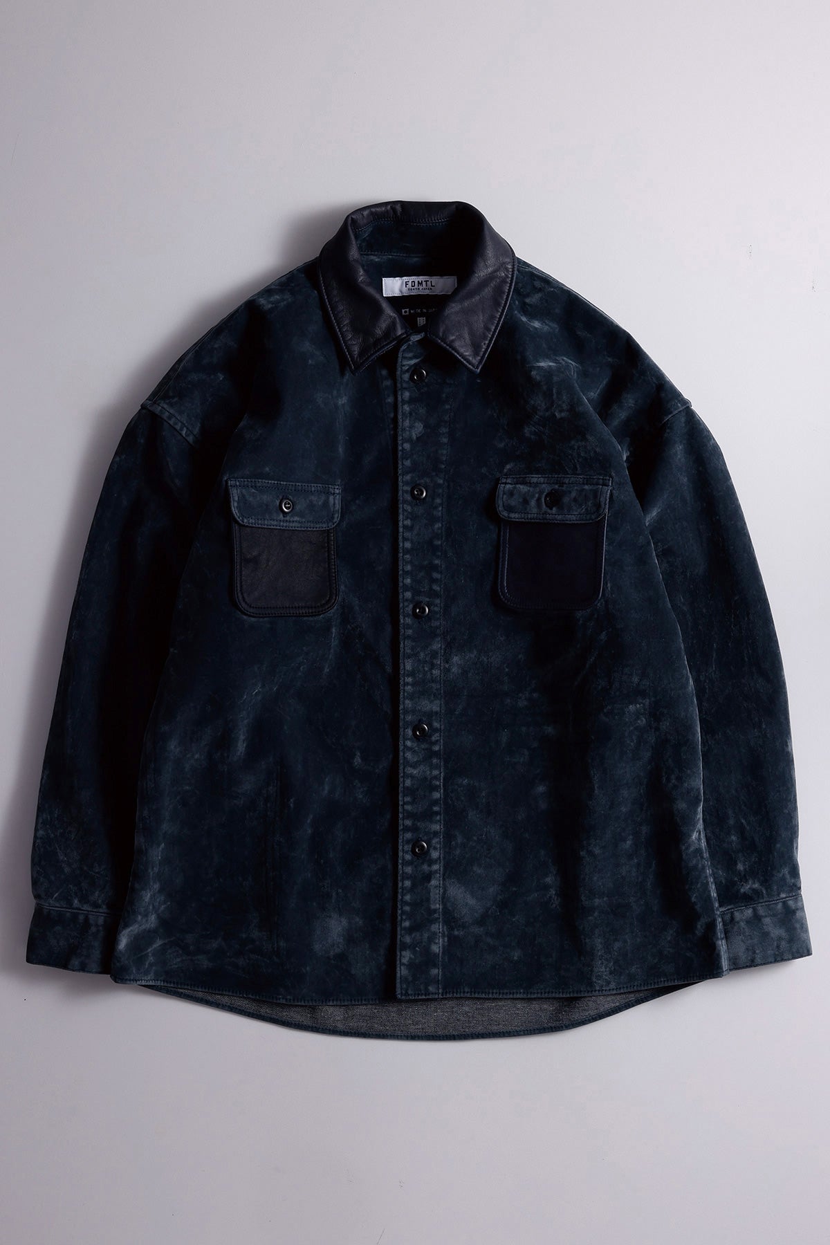 FLOCK LEATHER SHIRT JACKET RINSE