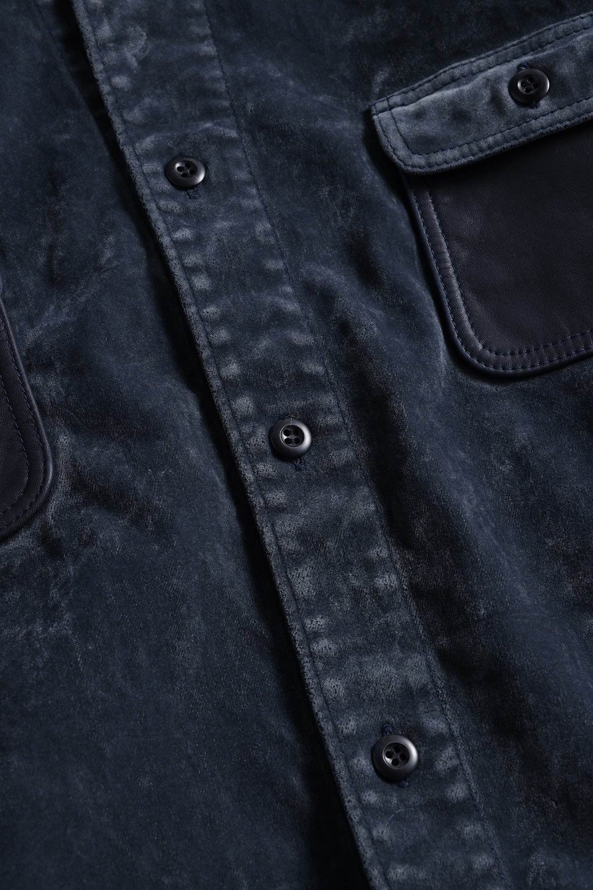 FLOCK LEATHER SHIRT JACKET RINSE