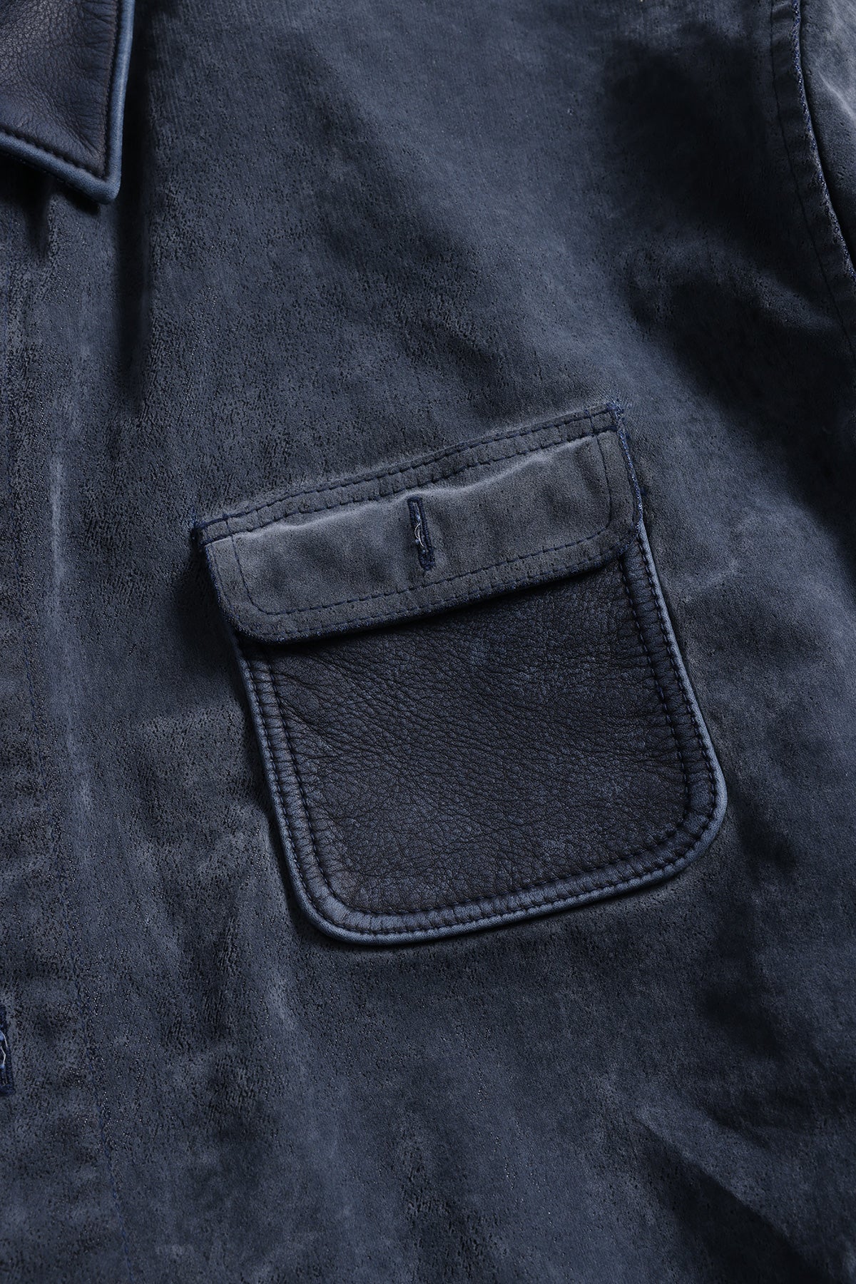 FLOCK LEATHER SHIRT JACKET 3YR WASH