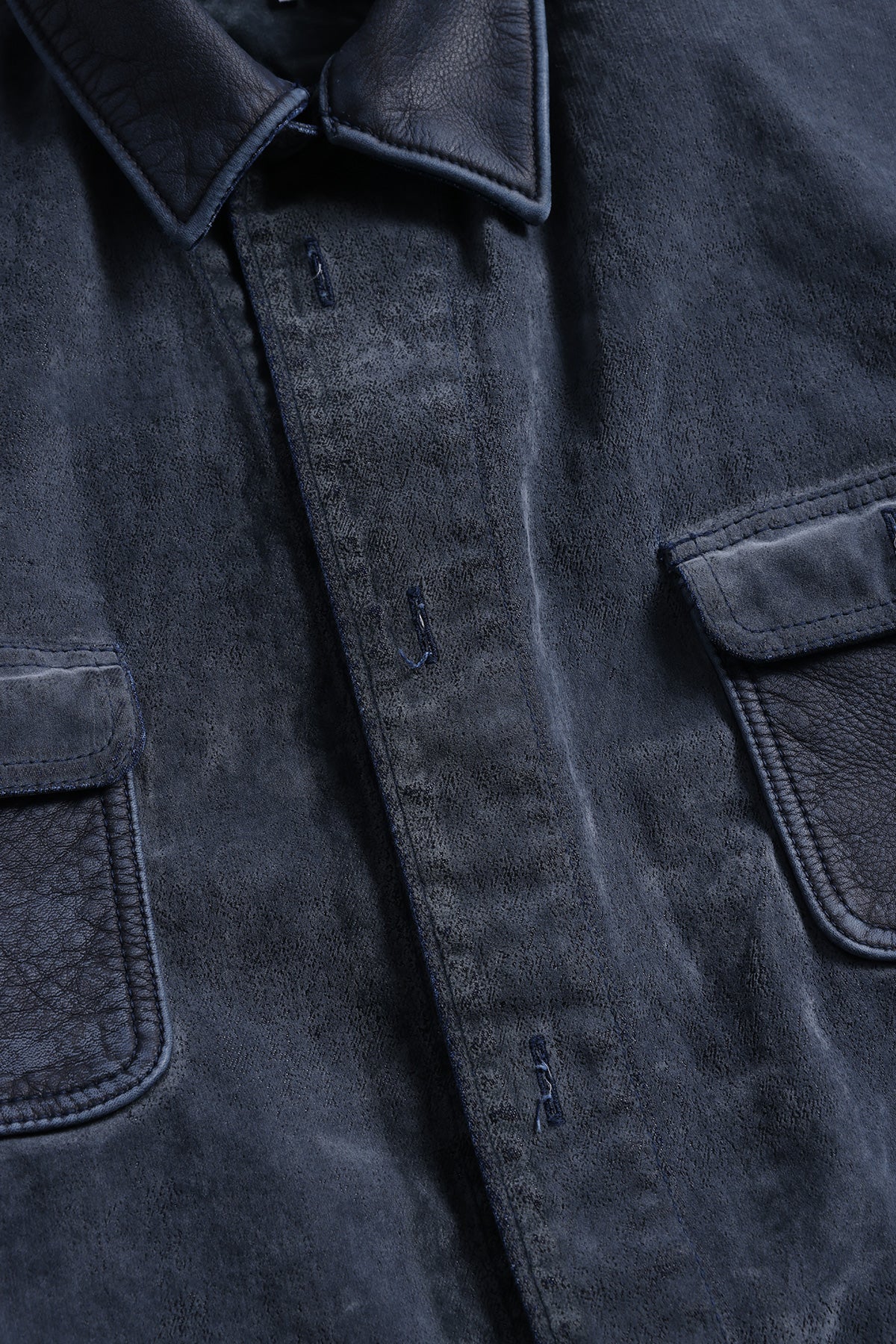 FLOCK LEATHER SHIRT JACKET 3YR WASH