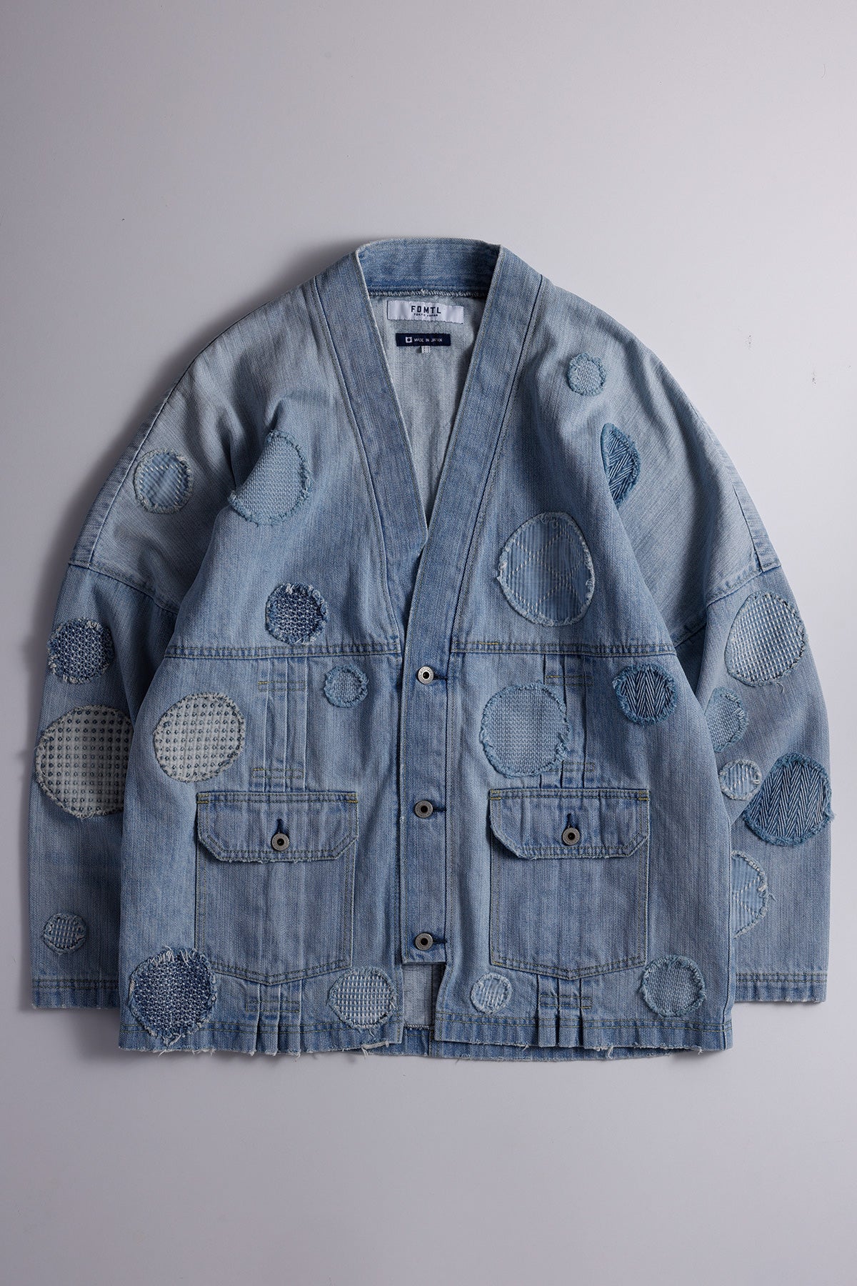 PLEATS DENIM CARDIGAN 5YR WASH