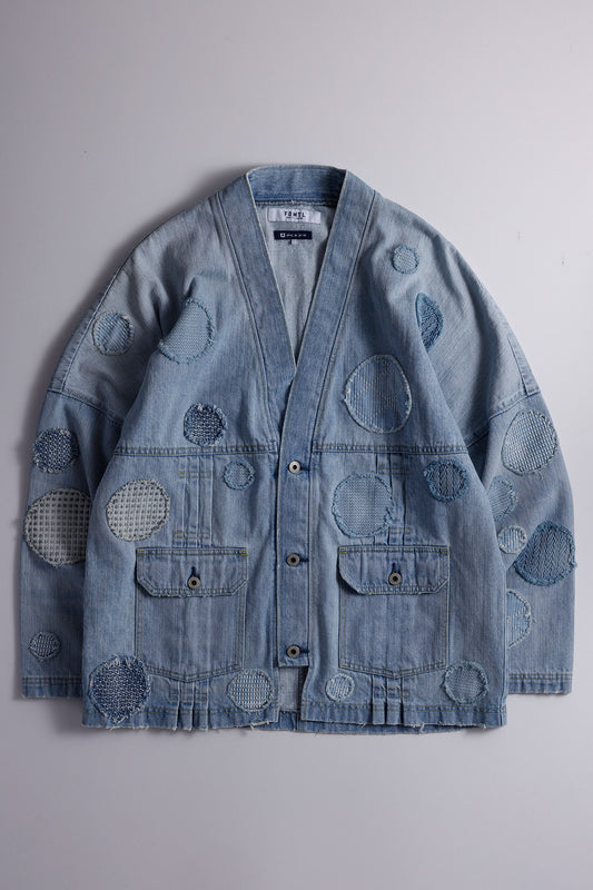 PLEATS DENIM CARDIGAN 5YR WASH