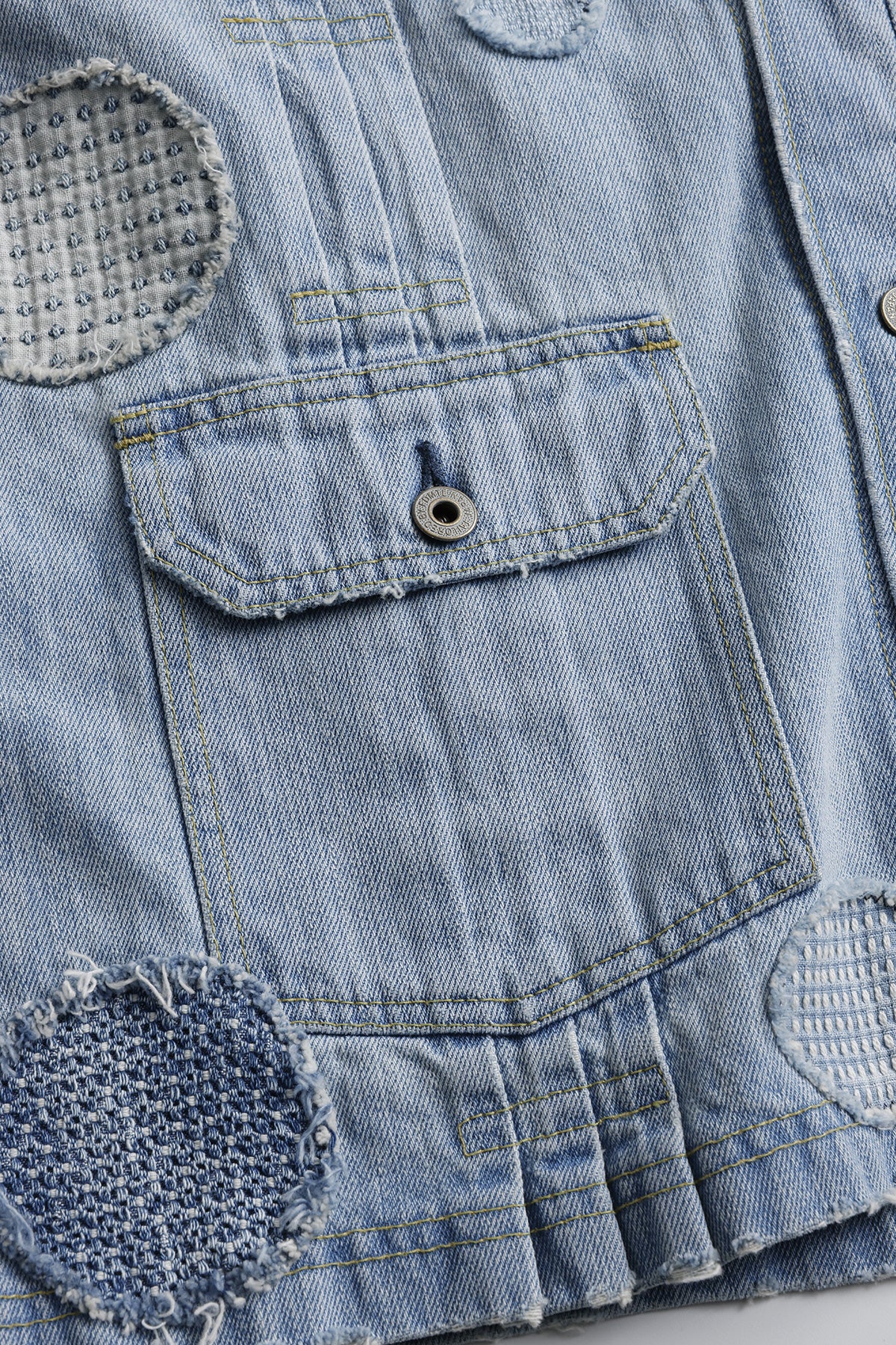 PLEATS DENIM CARDIGAN 5YR WASH