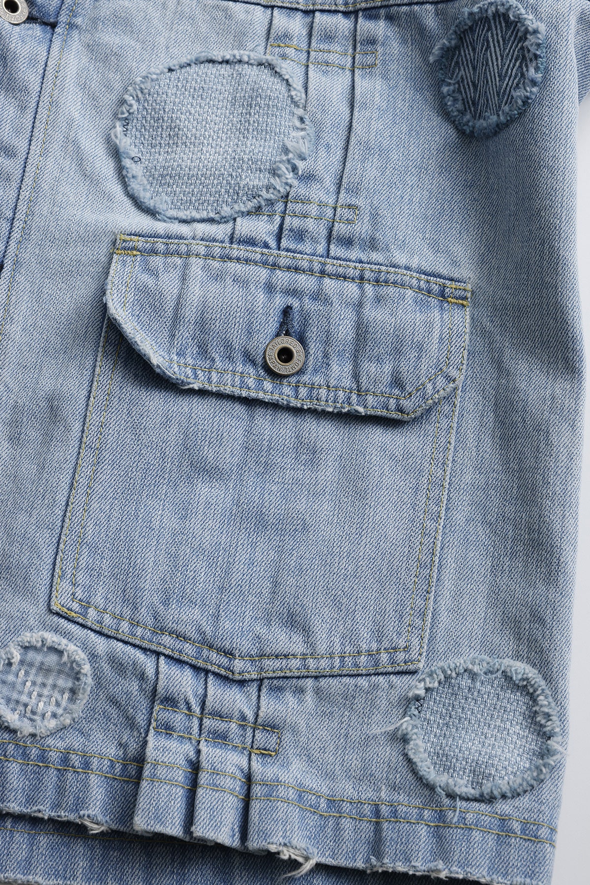 PLEATS DENIM CARDIGAN 5YR WASH