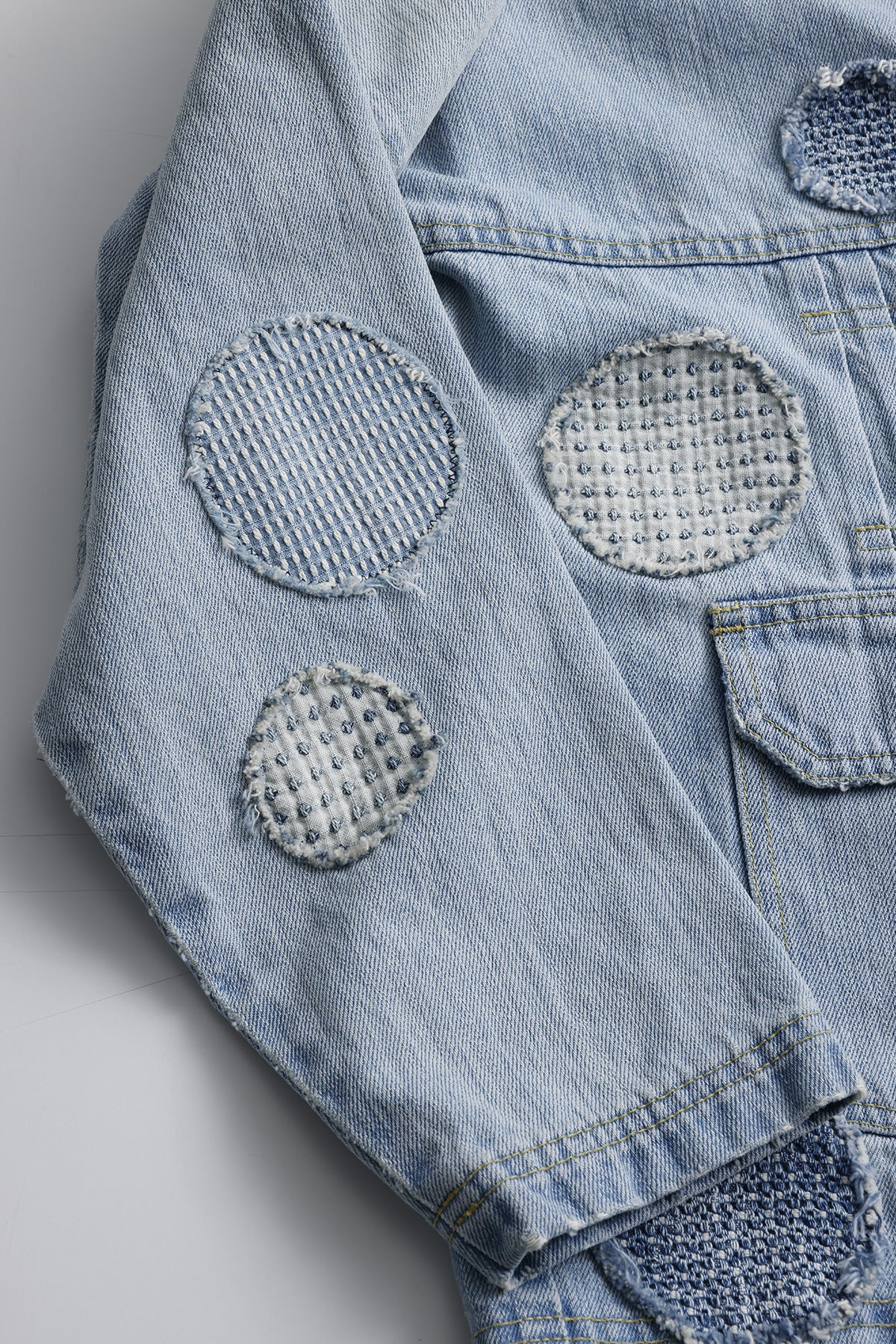 PLEATS DENIM CARDIGAN 5YR WASH