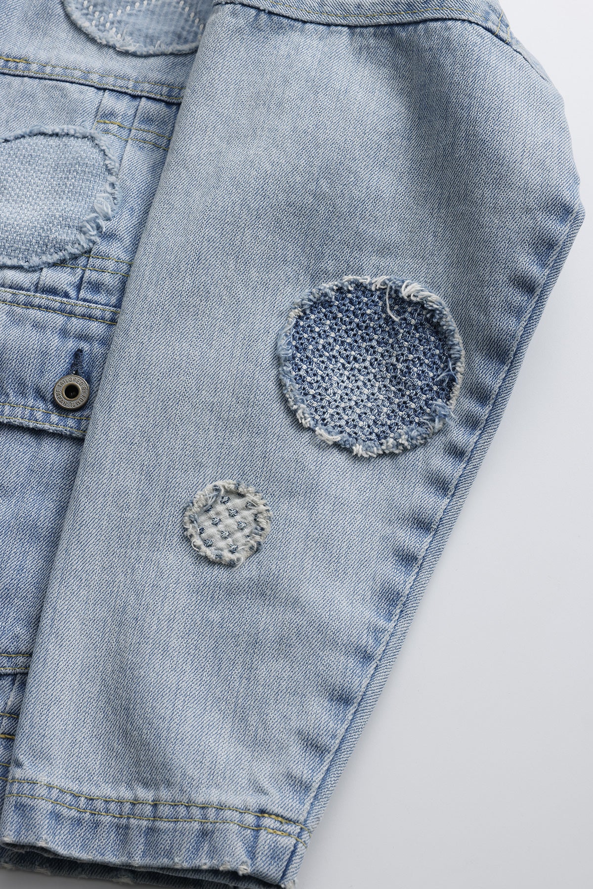 PLEATS DENIM CARDIGAN 5YR WASH