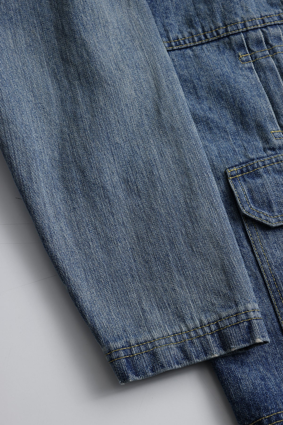 PLEATS DENIM CARDIGAN 3YR WASH
